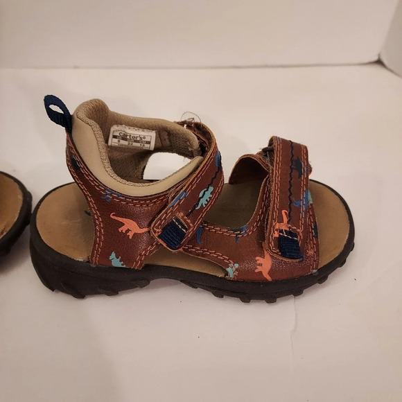 Carter's Brown and Dinosaur Karter Hook and Loop Play Sandals in Size 6 - Picture 6 of 11